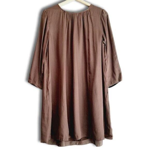 WILFRED Aritzia Tent Knee Length Dress Flowy Lightweight Tan Sz M Flawed - Picture 1 of 16